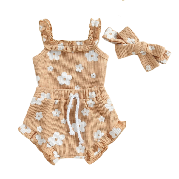 Daisy Romper and Bummies Set - Beige